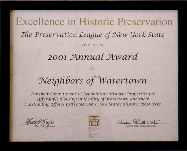 2001 Excellence in Historic Preservation Award