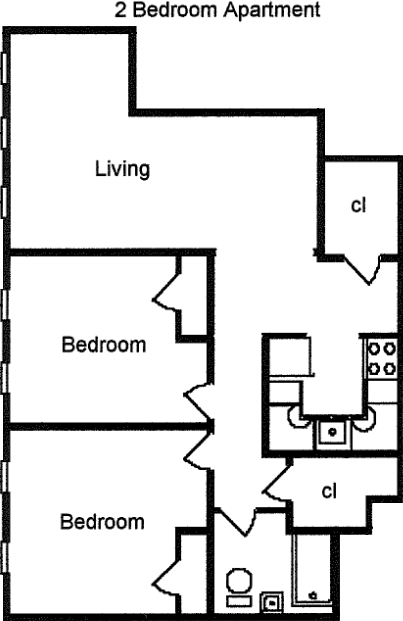 Bucks 2 Bedroom Apartment Floorplan